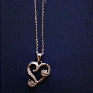 Gold Heart Scroll Pendant Necklace - Women Jewelry